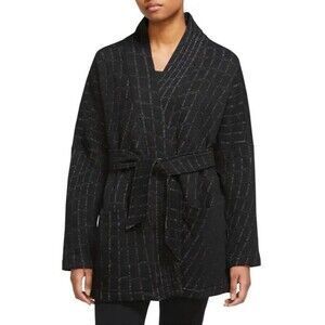 Nike Yoga ThermaFIT Luxe Reversible Sweater Black Gray Jacquard Cardigan Wrap 3X